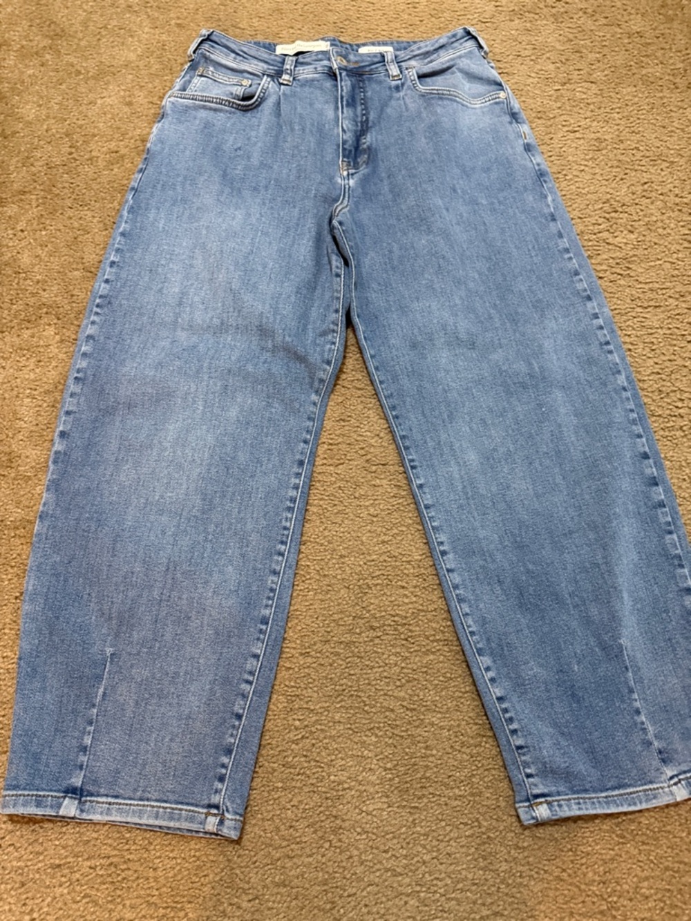 Pilcro and the Letterpress high rise Relaxed barrel leg  Blue Jeans